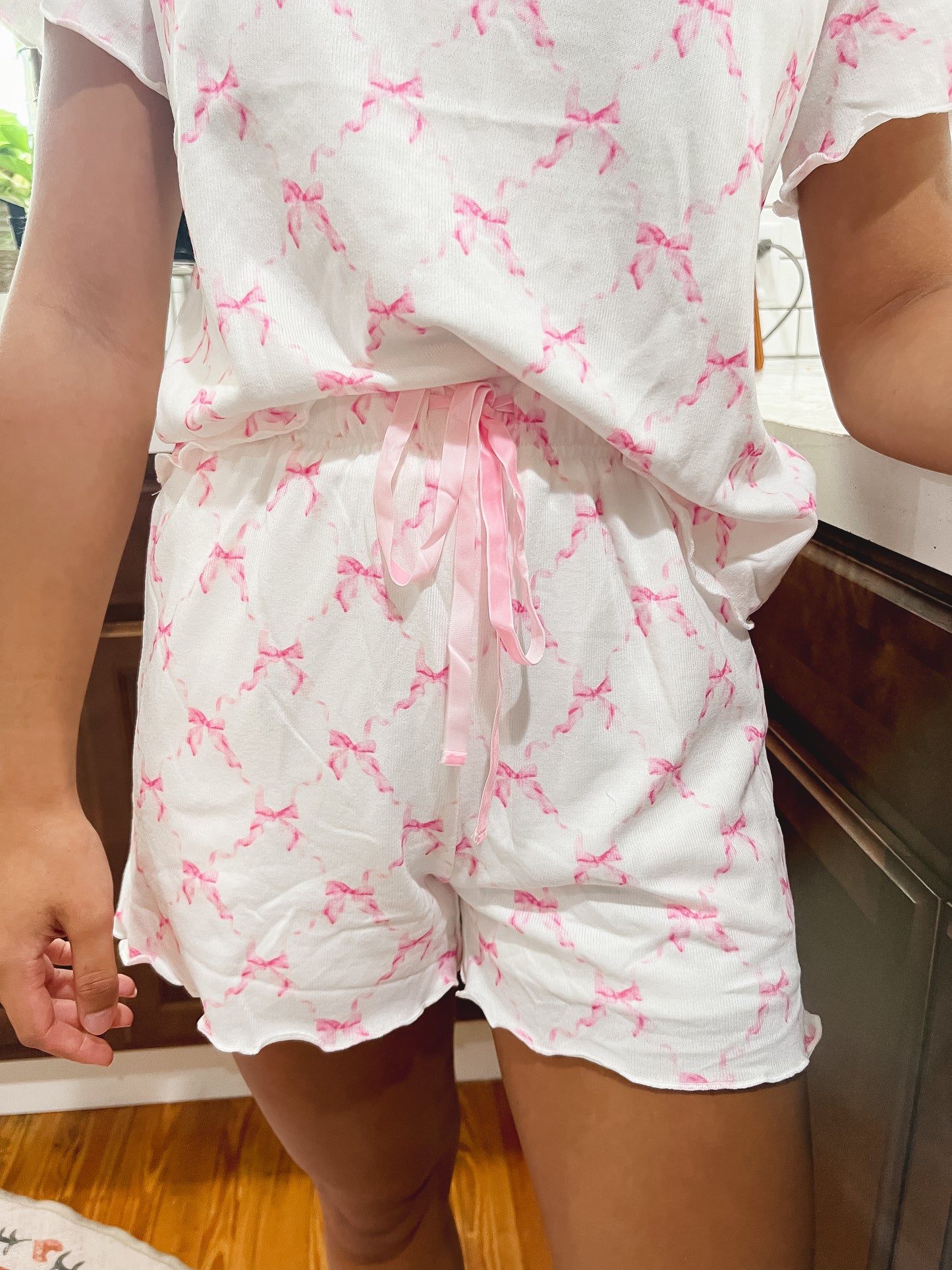 Aleigh’s pink bow PJ set
