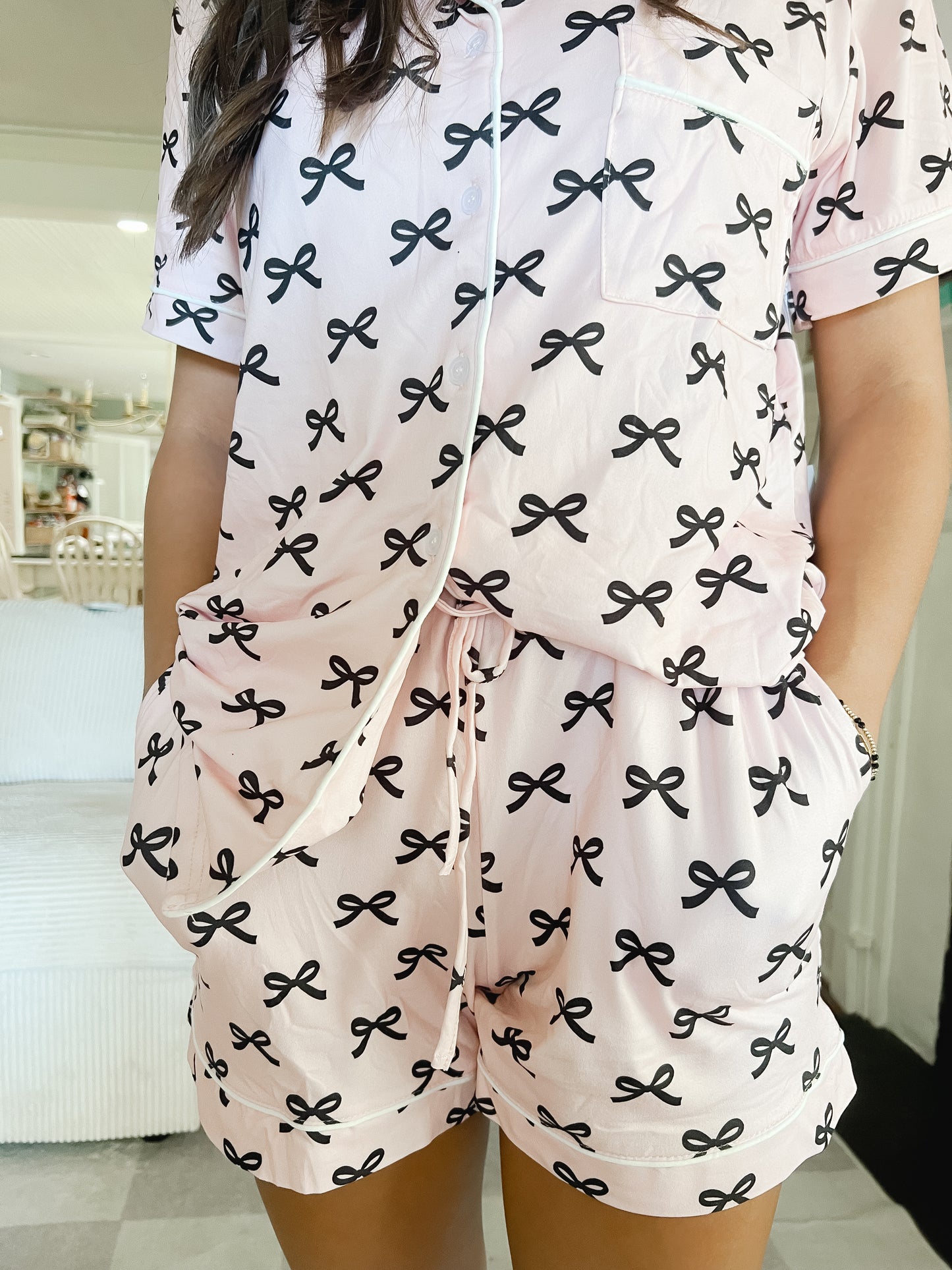 Kayla’s black bow PJ set