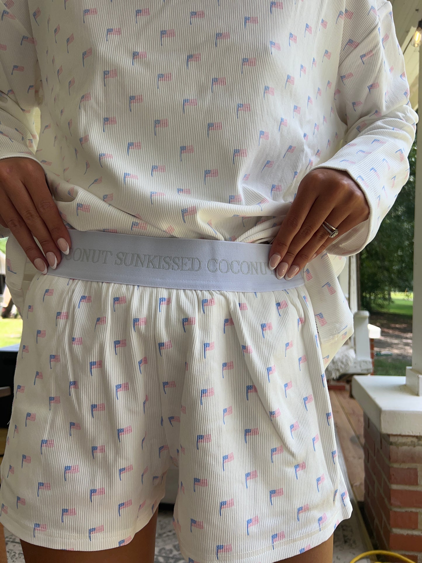 “Sunkissed coconut” American Flag PJ/ lounge shorts