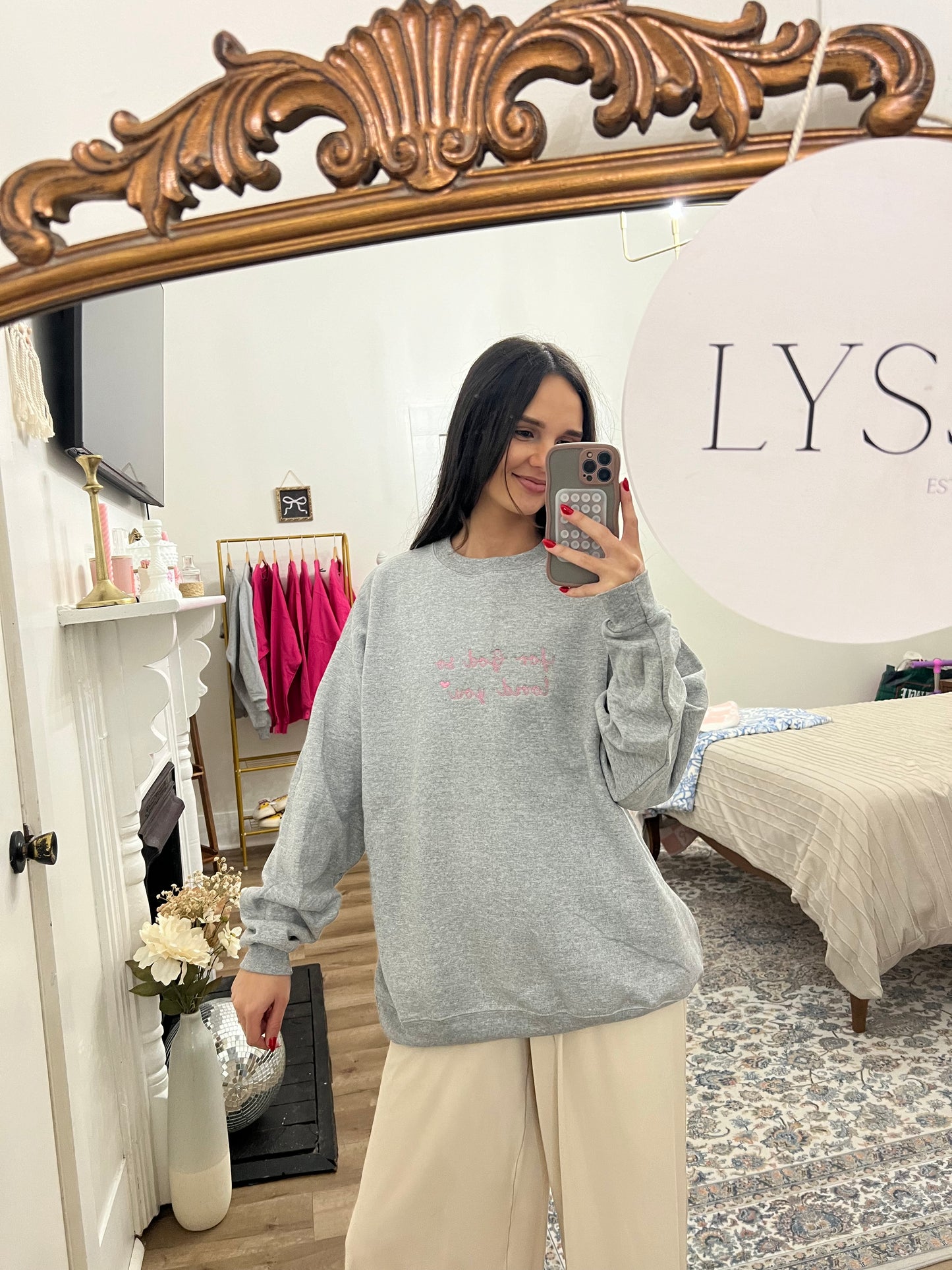 “For God so loved you” Embroidered pullover