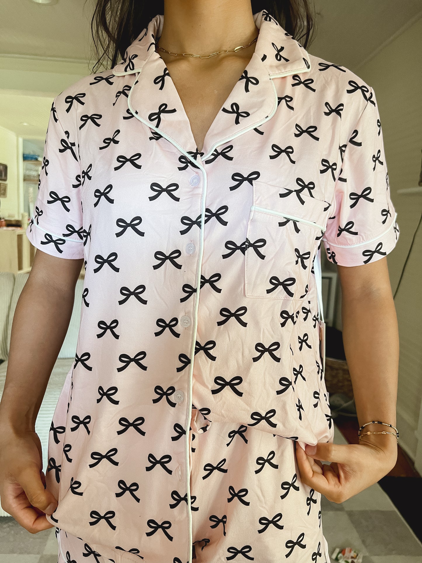 Kayla’s black bow PJ set