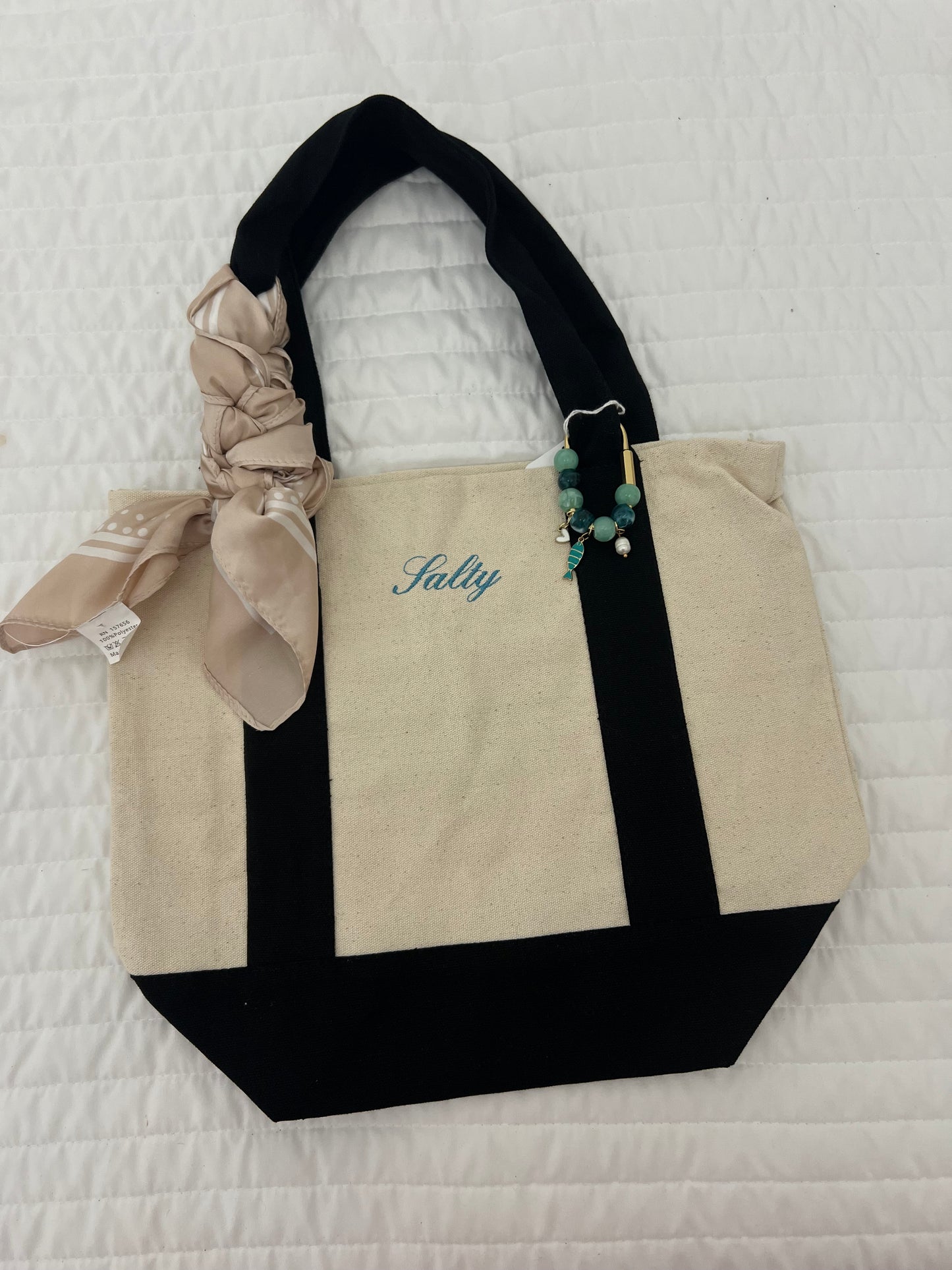 “Salty” pre decorated canvas tote