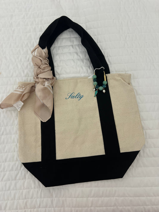 “Salty” pre decorated canvas tote