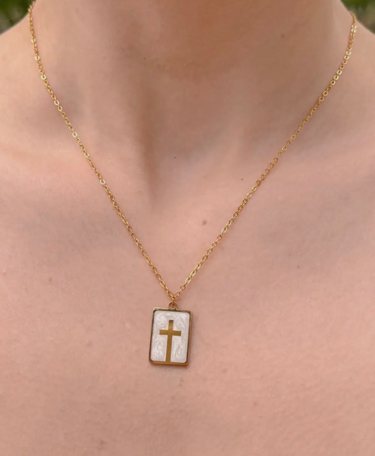 Enamel cross necklace