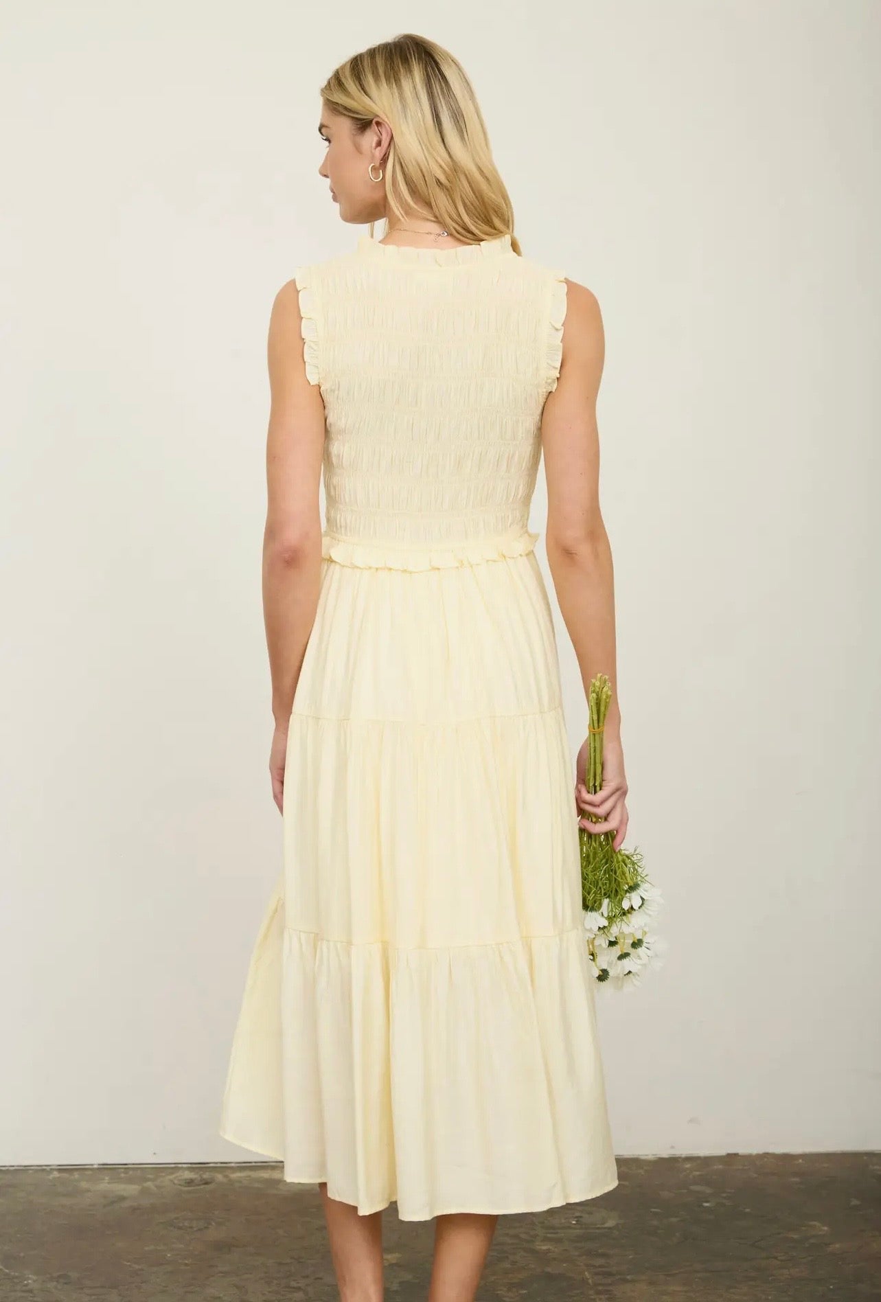 Butter yellow smocked dress