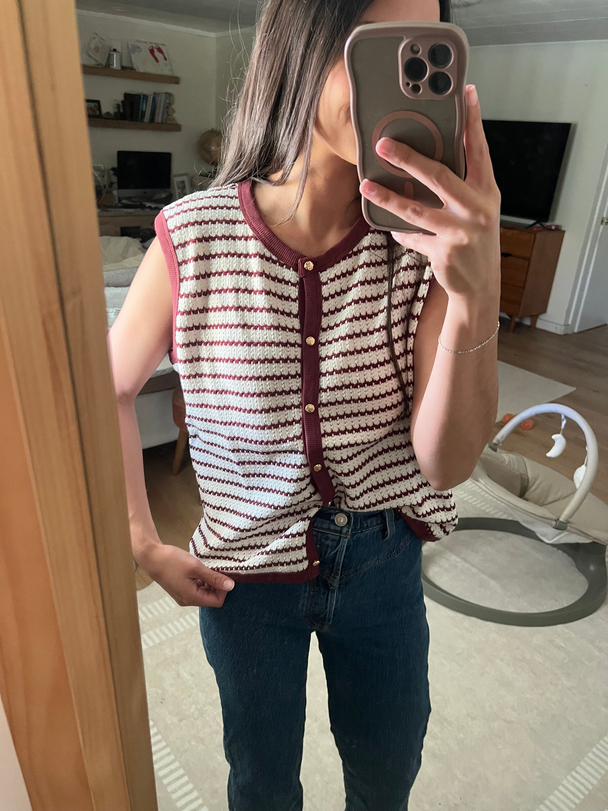 Striped burgundy Sweater vest