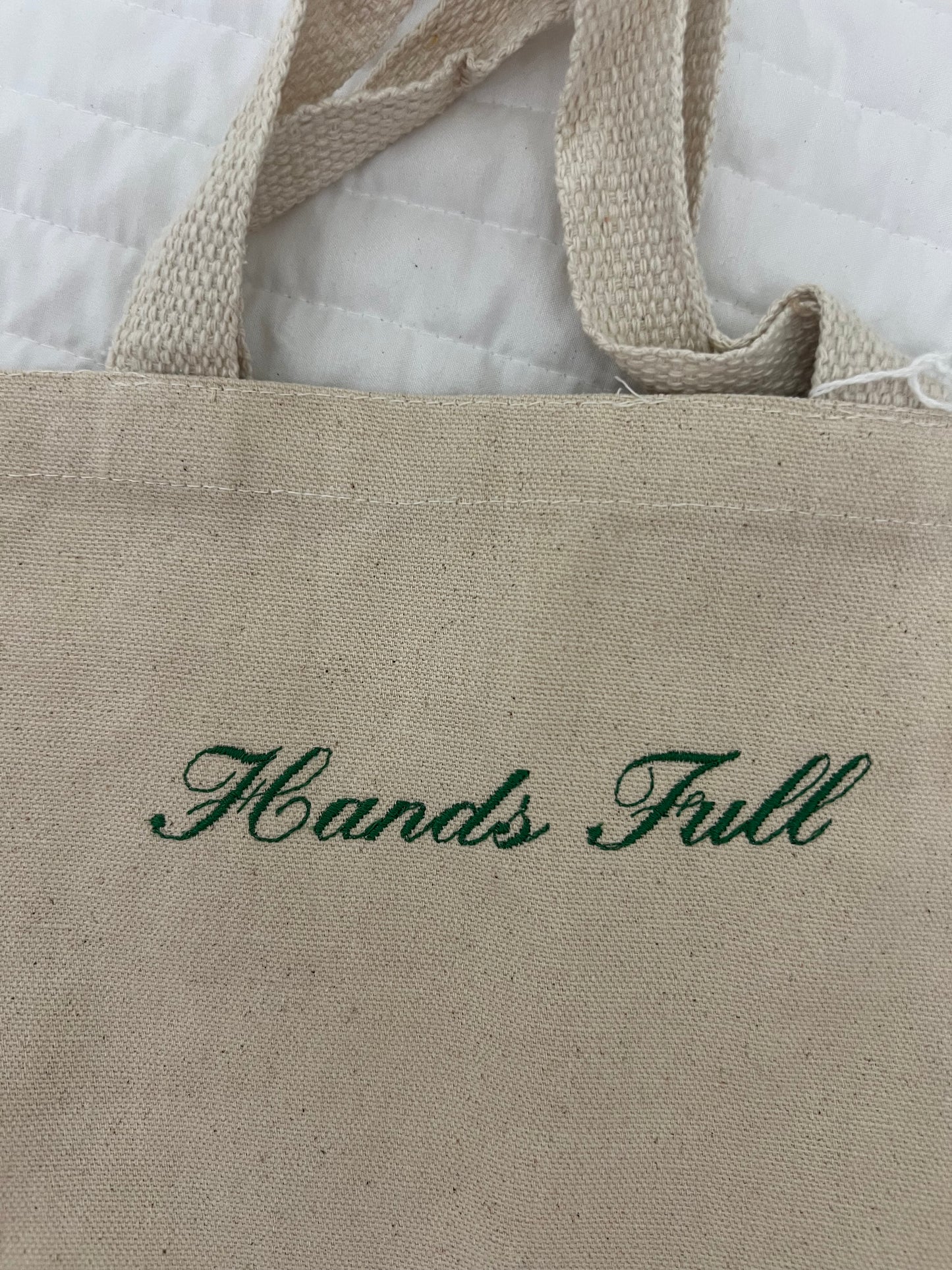 “Hands full” canvas tote