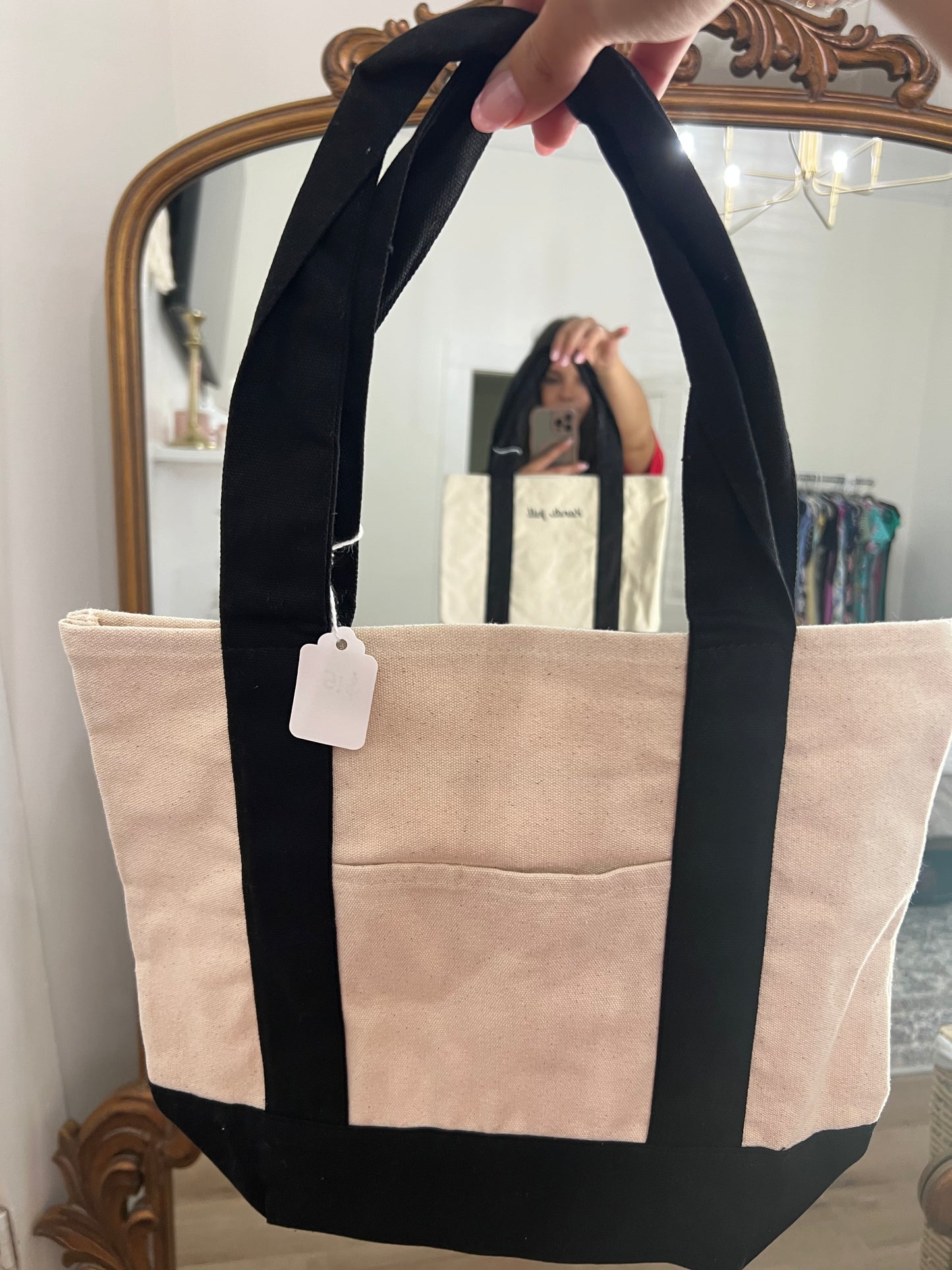 “Hands full” canvas tote