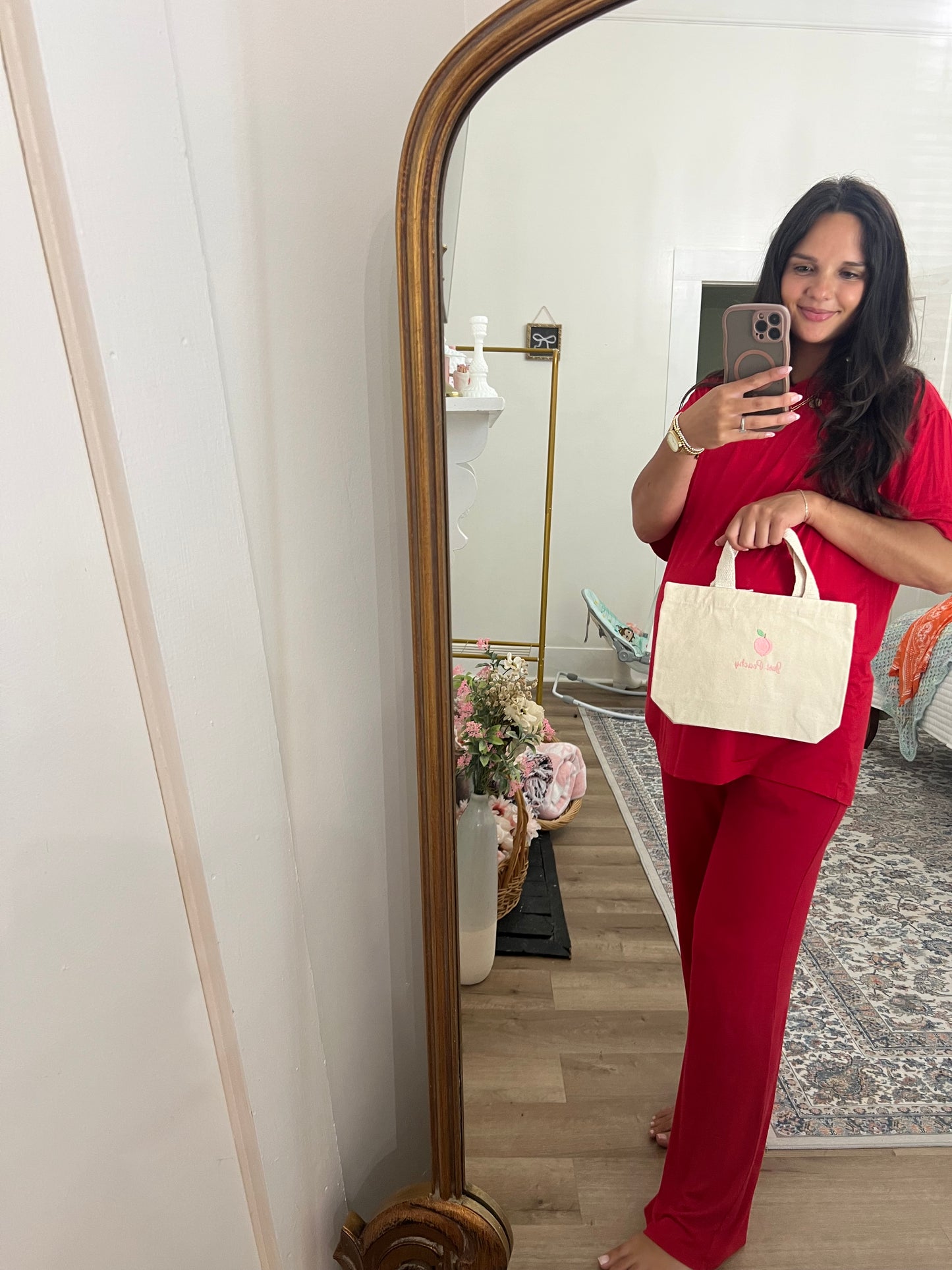Mini “Just Peachy” canvas tote