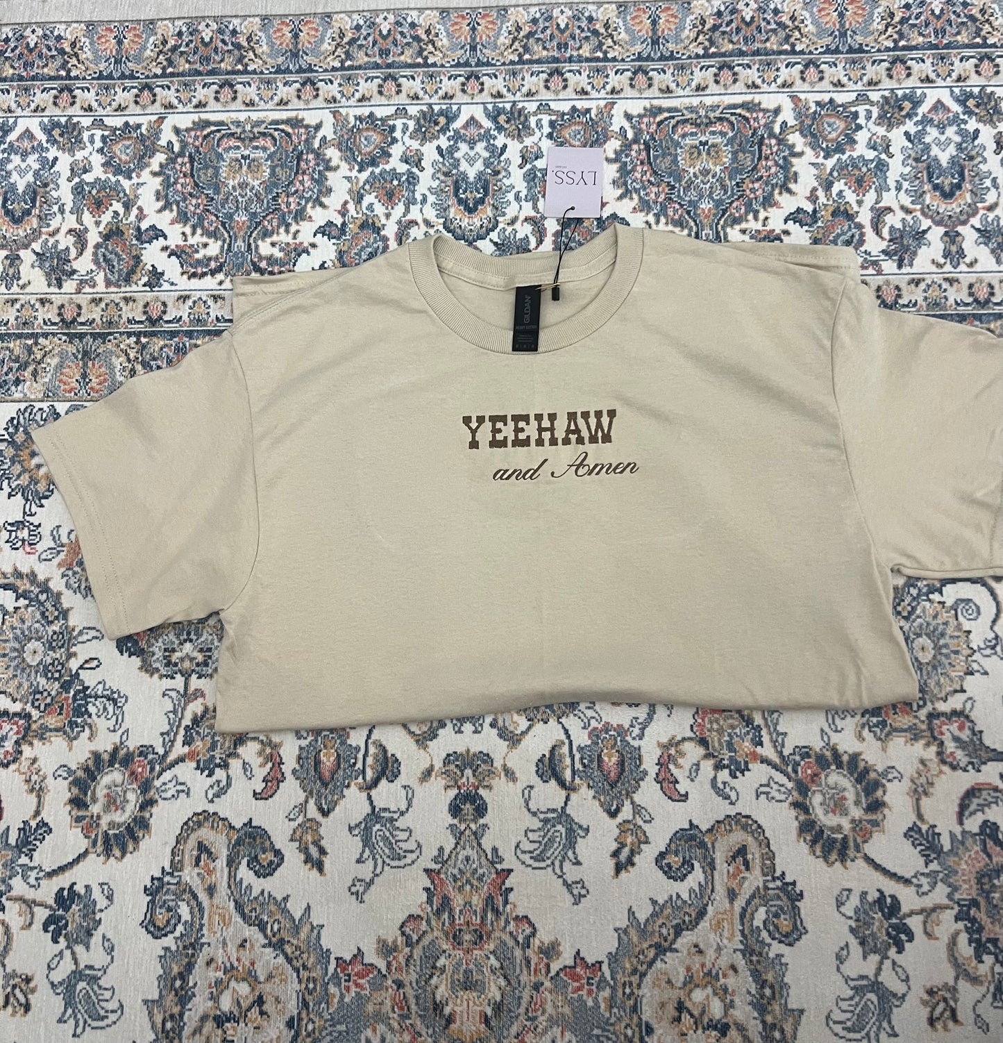“Yeehaw and amen” embroidered T-shirt