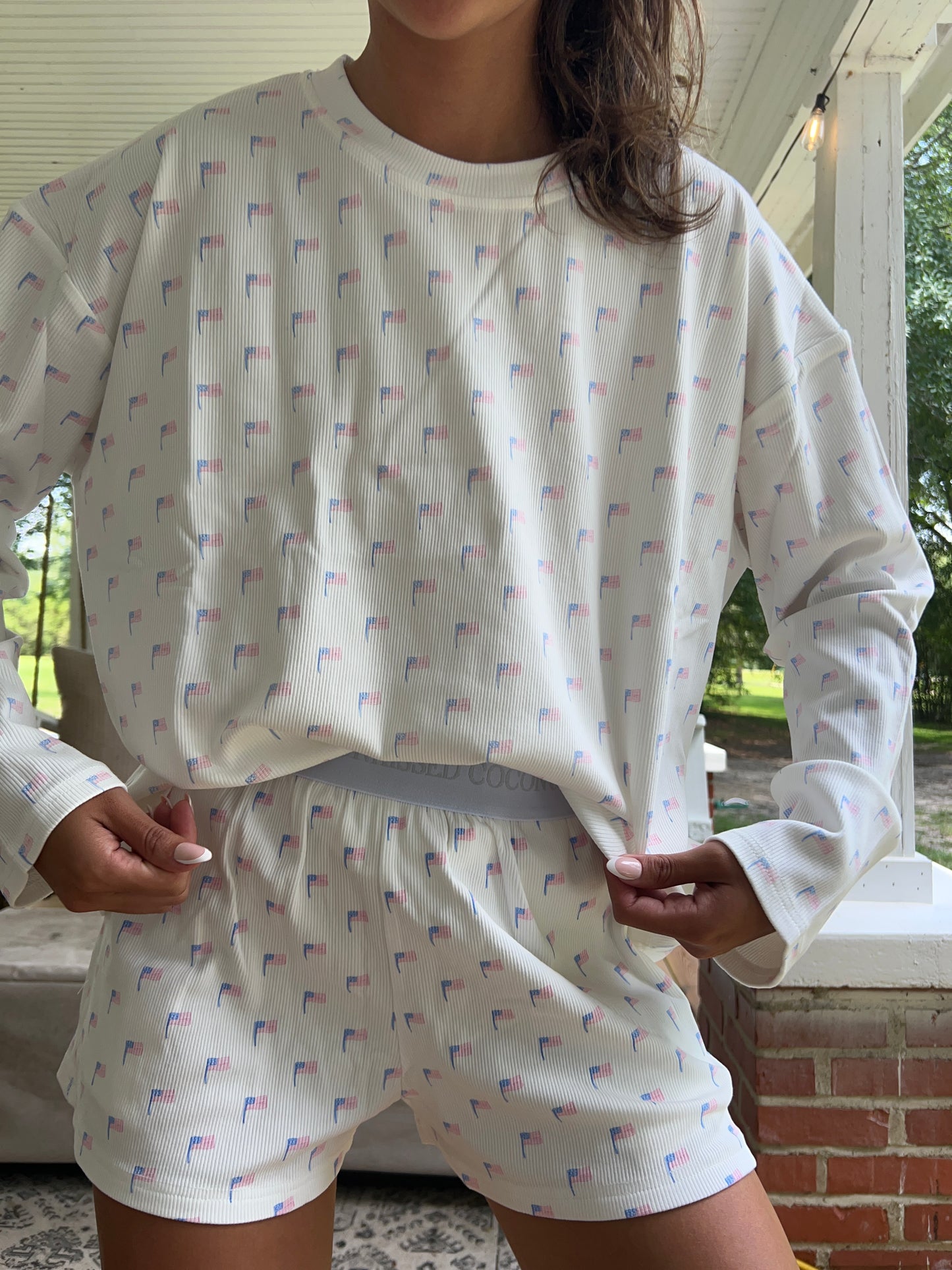 “Sunkissed Coconut” American flag pj/lounge top