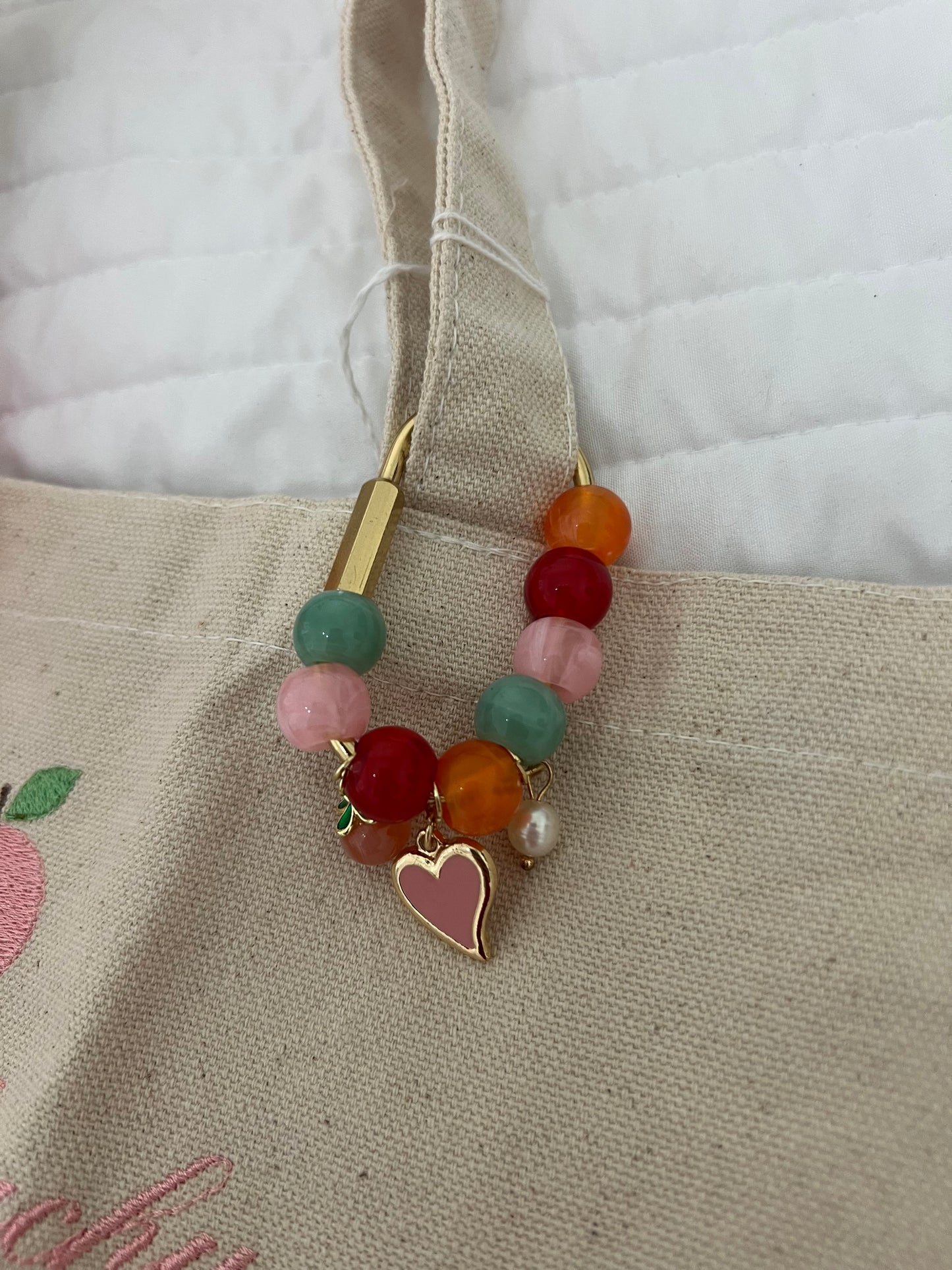 “Just Peachy” pre decorated canvas tote