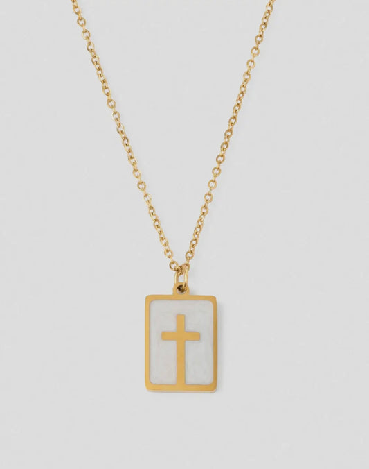 Enamel cross necklace