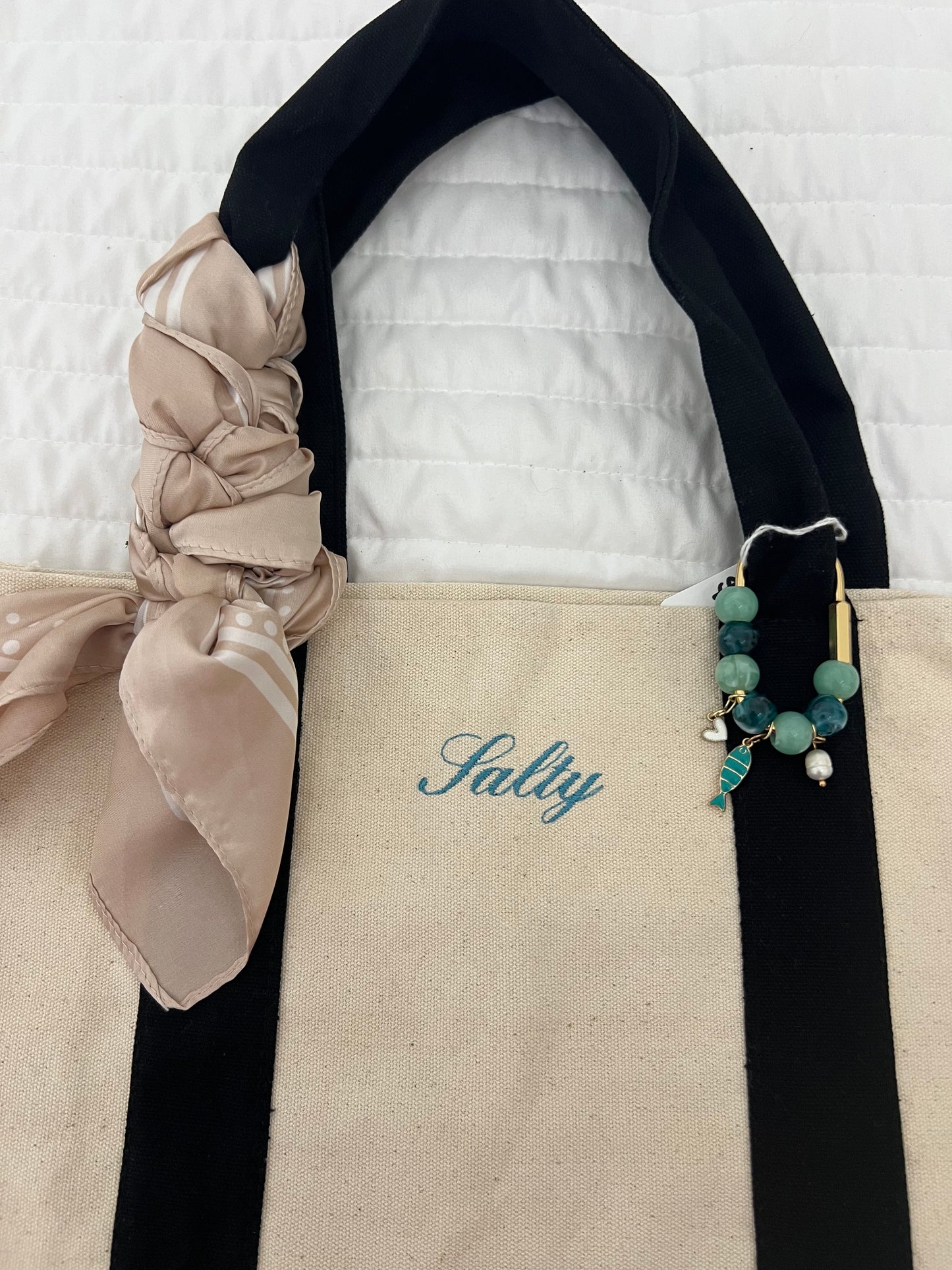 “Salty” pre decorated canvas tote