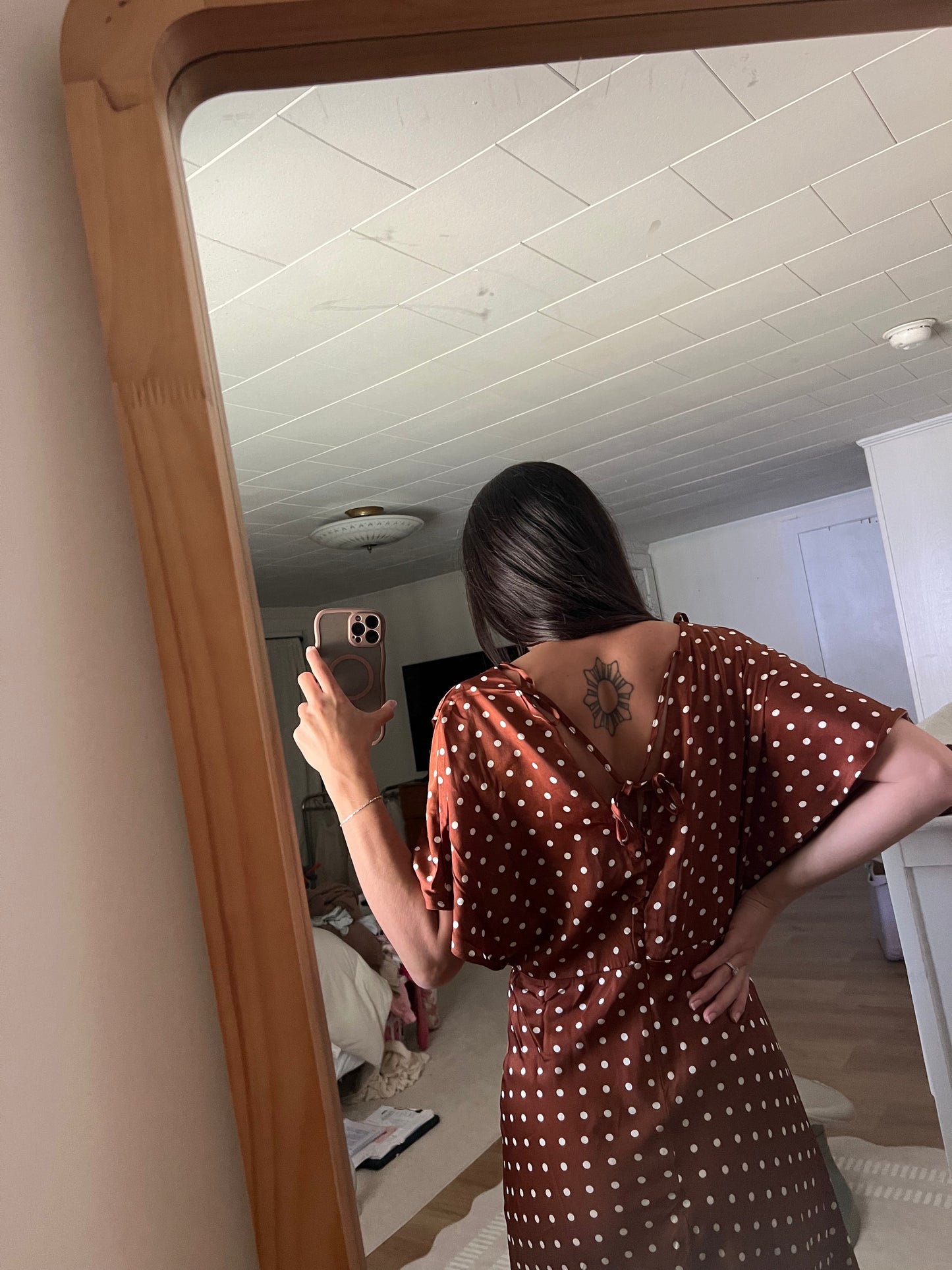 Chocolate polka dotted dress