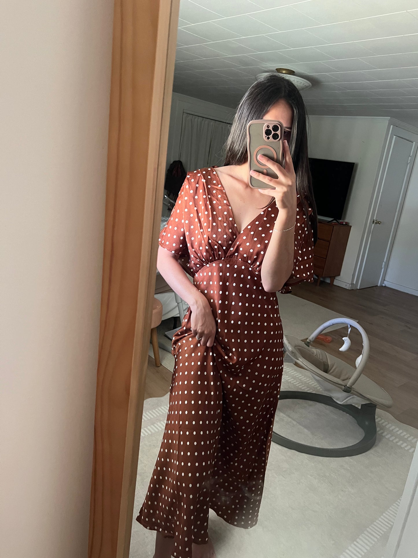 Chocolate polka dotted dress