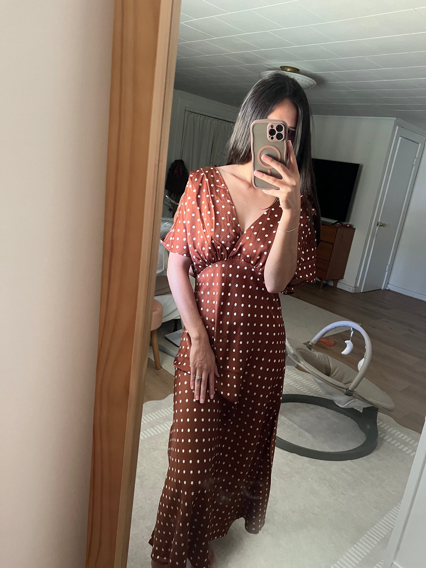 Chocolate polka dotted dress
