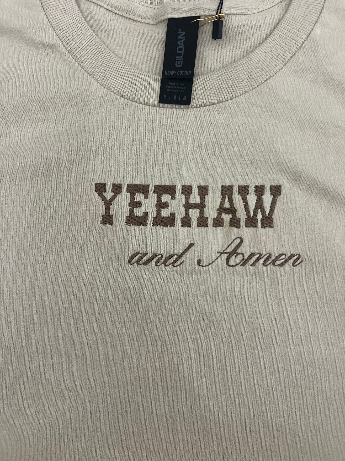 “Yeehaw and amen” embroidered T-shirt