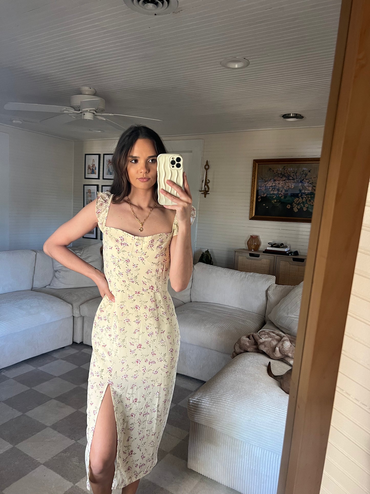 Lightly loved Floral midi dress with slit