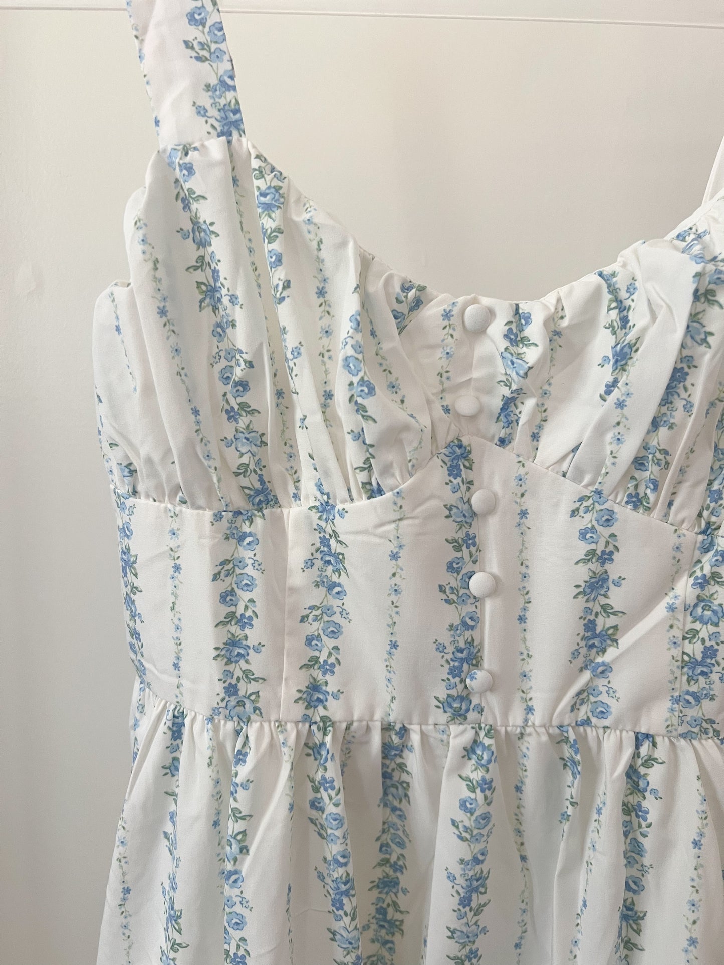 Floral stripe button detail maxi dress