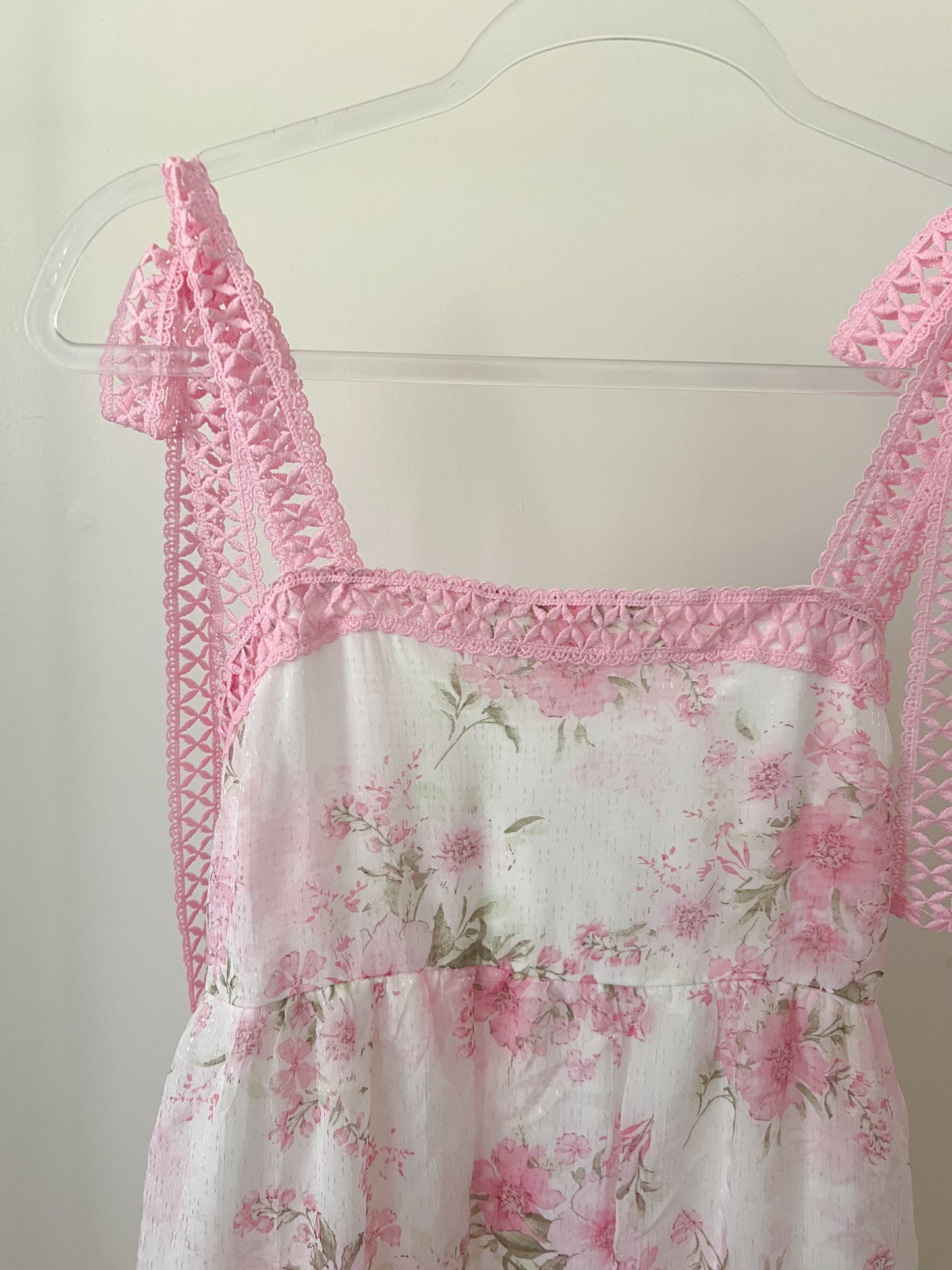Floral crotchet lace strap Maxi dress