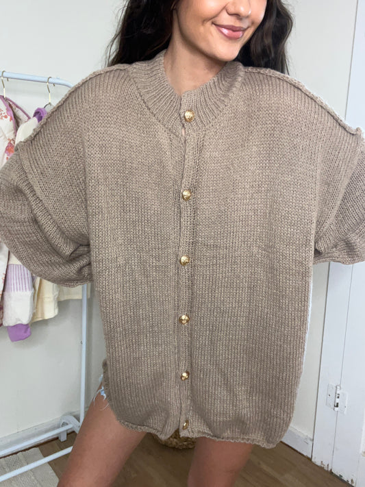 Loose puff sleeves cardigan top