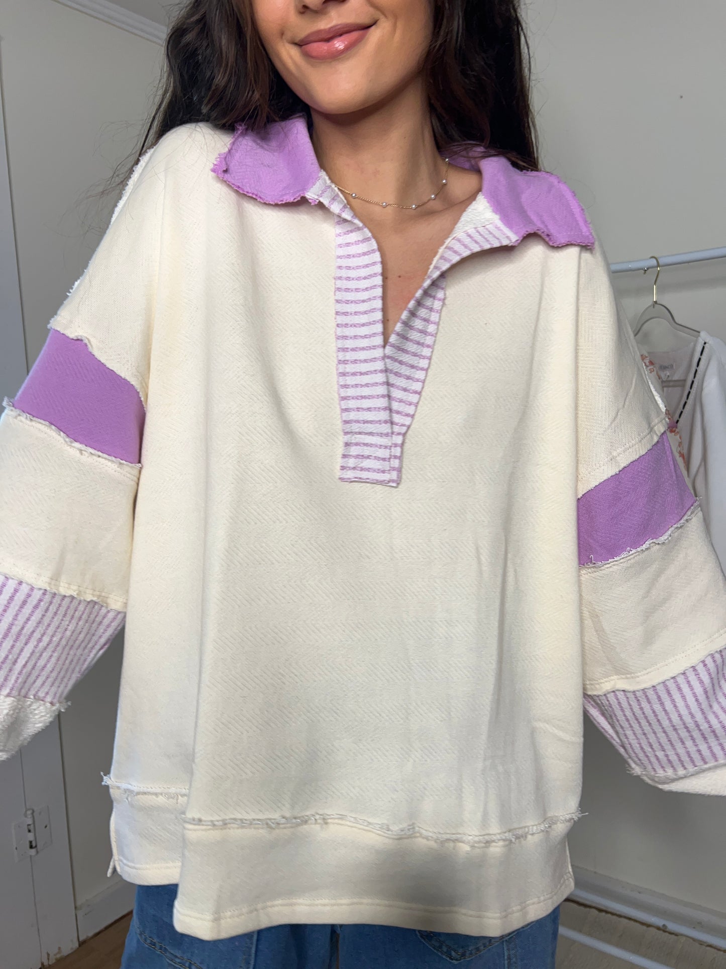 French Terry knit Collared loose fit top