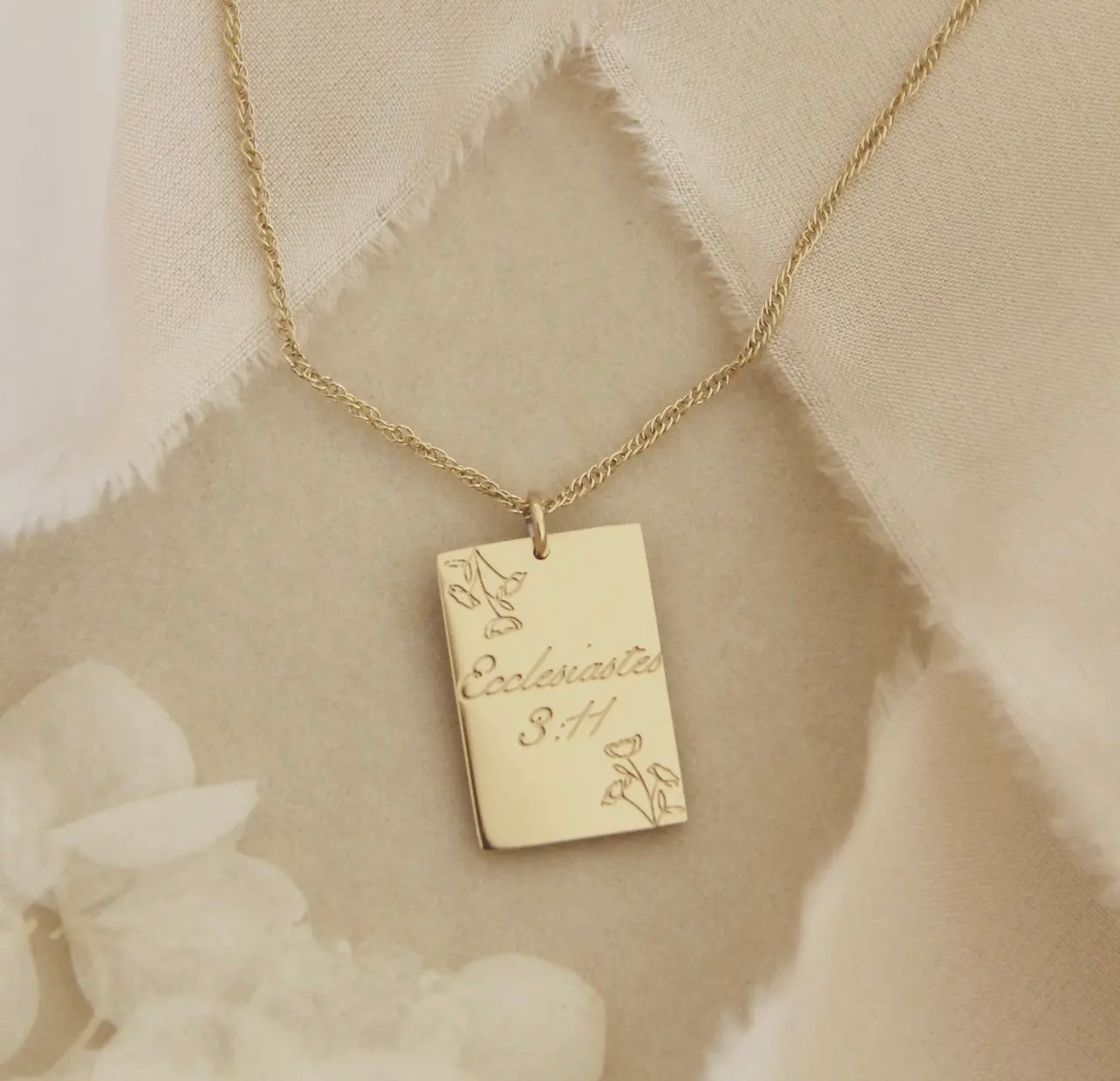 "Love Story Collection" He has made everything beautiful necklace, Ecclesiastes 3:11, Yellow gold