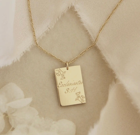 "Love Story Collection" He has made everything beautiful necklace, Ecclesiastes 3:11, Yellow gold