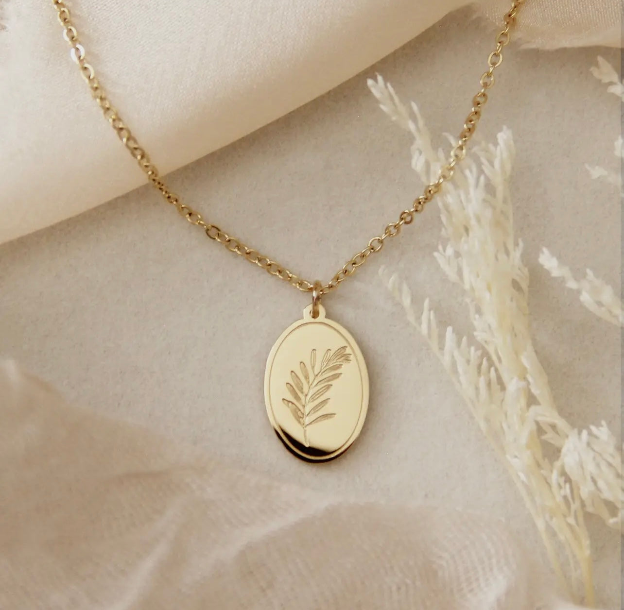 "Love Story Collection" Cross necklace, Olive branch, promises of God, Yellow gold